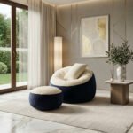 Giant Roll Fabrics Xxl 3pcs Combo Bean Bag- Navy Blue/Cream