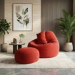 Woven Fabrics Xxl Pear Shape 3pcs Combo Bean Bag - Red