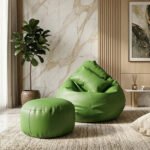 Faux Leather Xxl Pear Shape 3pcs Combo Bean Bag - Green
