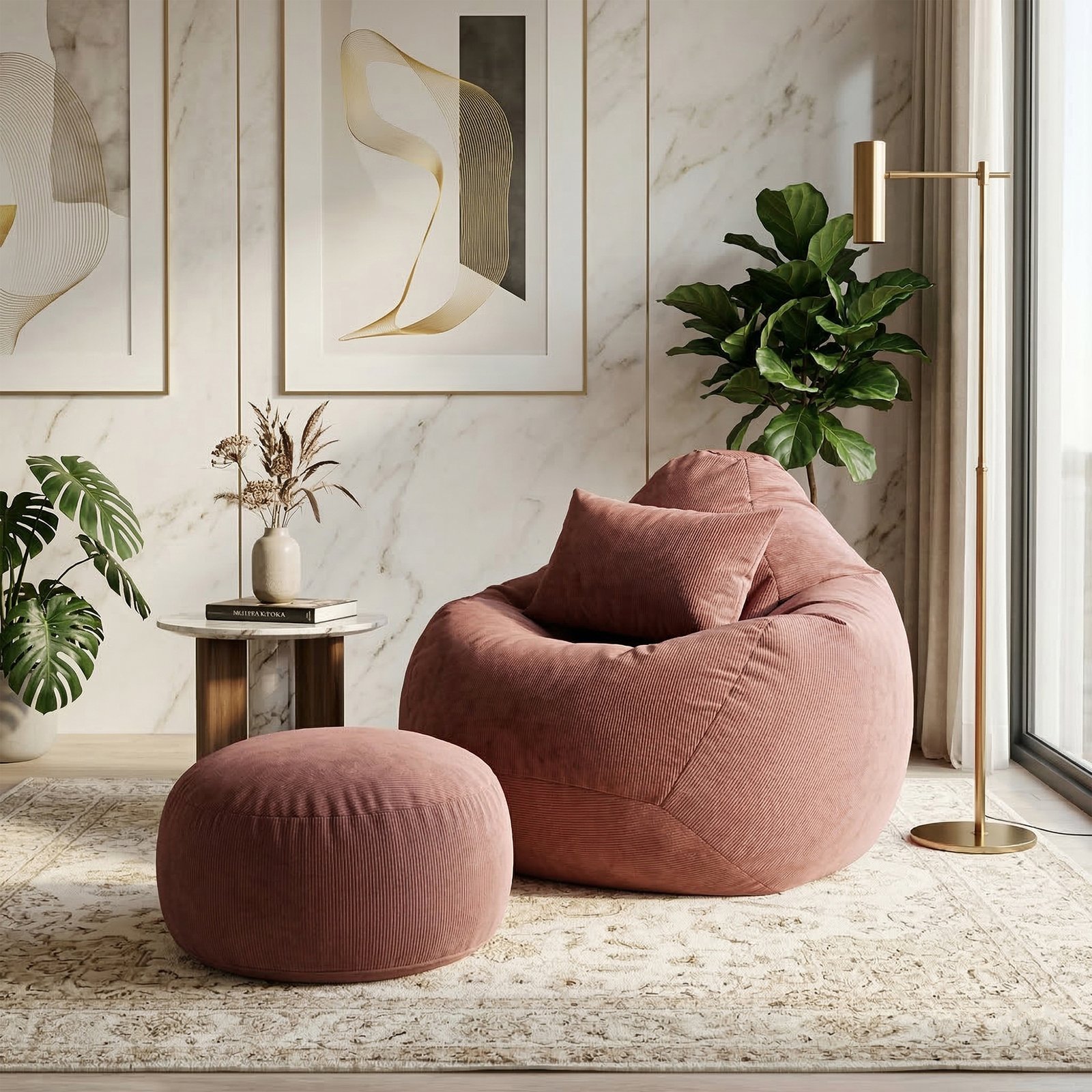 10 Woven Fabrics Xxl Pear Shape 3pcs Combo Bean Bag - Oxblood - Image 1