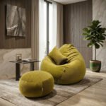 Woven Fabrics Xxl Pear Shape 3pcs Combo Bean Bag - Golden
