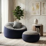 Giant Roll Fabrics Xxxl 3pcs Combo Bean Bag- Navy Blue/ Ash