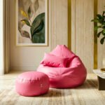 Faux Leather Xxl Pear Shape 3pcs Combo Bean Bag - Pink