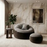 Giant Roll Fabrics Xxxl 3pcs Combo Bean Bag- Brown /Ash