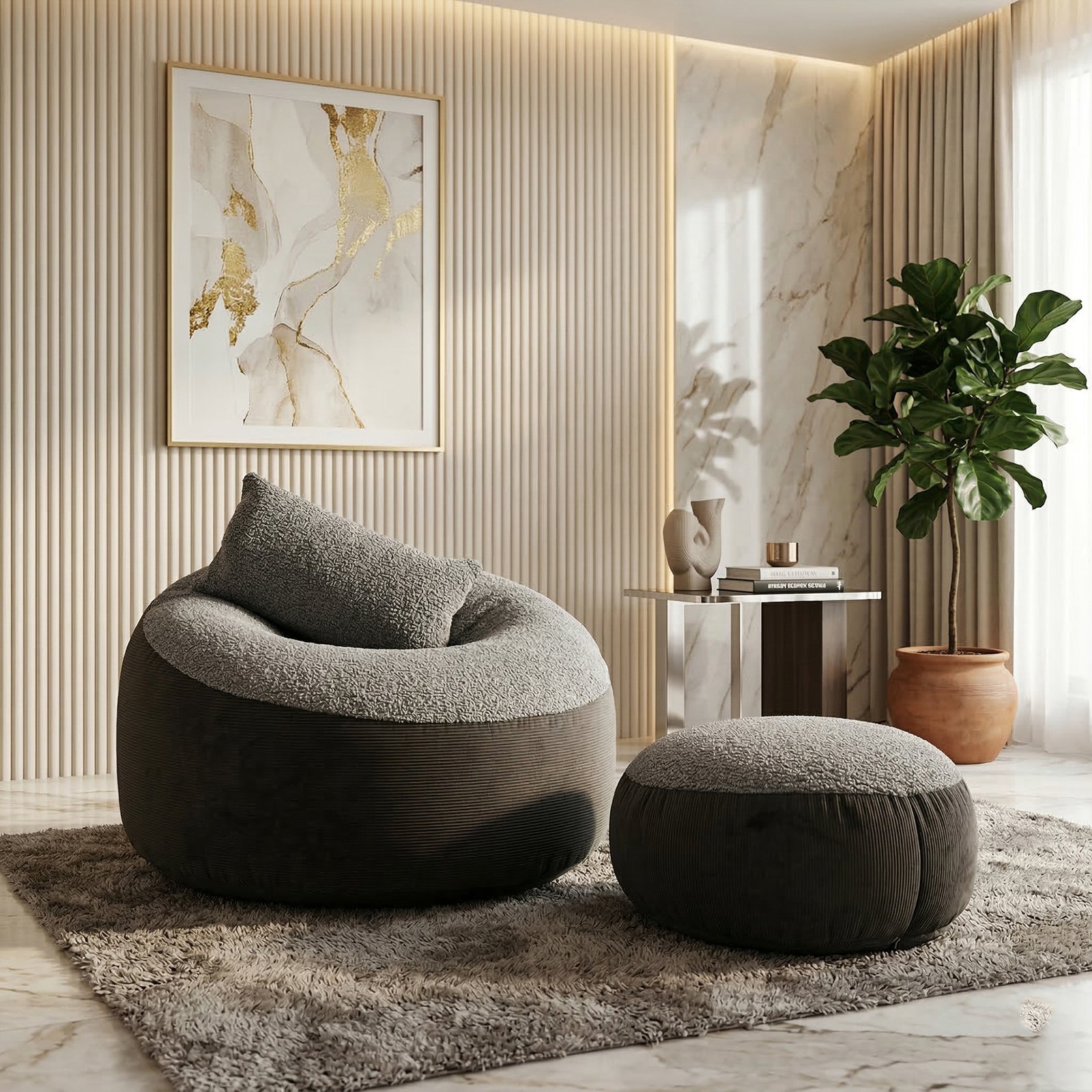 14 Giant Roll Fabrics Xxl 3pcs Combo Bean Bag- Gray / Ash - Image 1