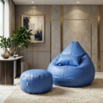 Faux Leather Xxl Pear Shape 3pcs Combo Bean Bag - Sky Blue