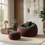 Giant Roll Fabrics Xxl 3pcs Combo Bean Bag- Oxblood/Charcoal
