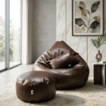Faux Leather Xxl Pear Shape 3pcs Combo Bean Bag - Brown