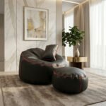 Faux Leather Giant Roll 3pcs Combo Bean Bag - Black