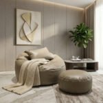 Faux Leather Giant Roll 3pcs Combo Bean Bag - Off White