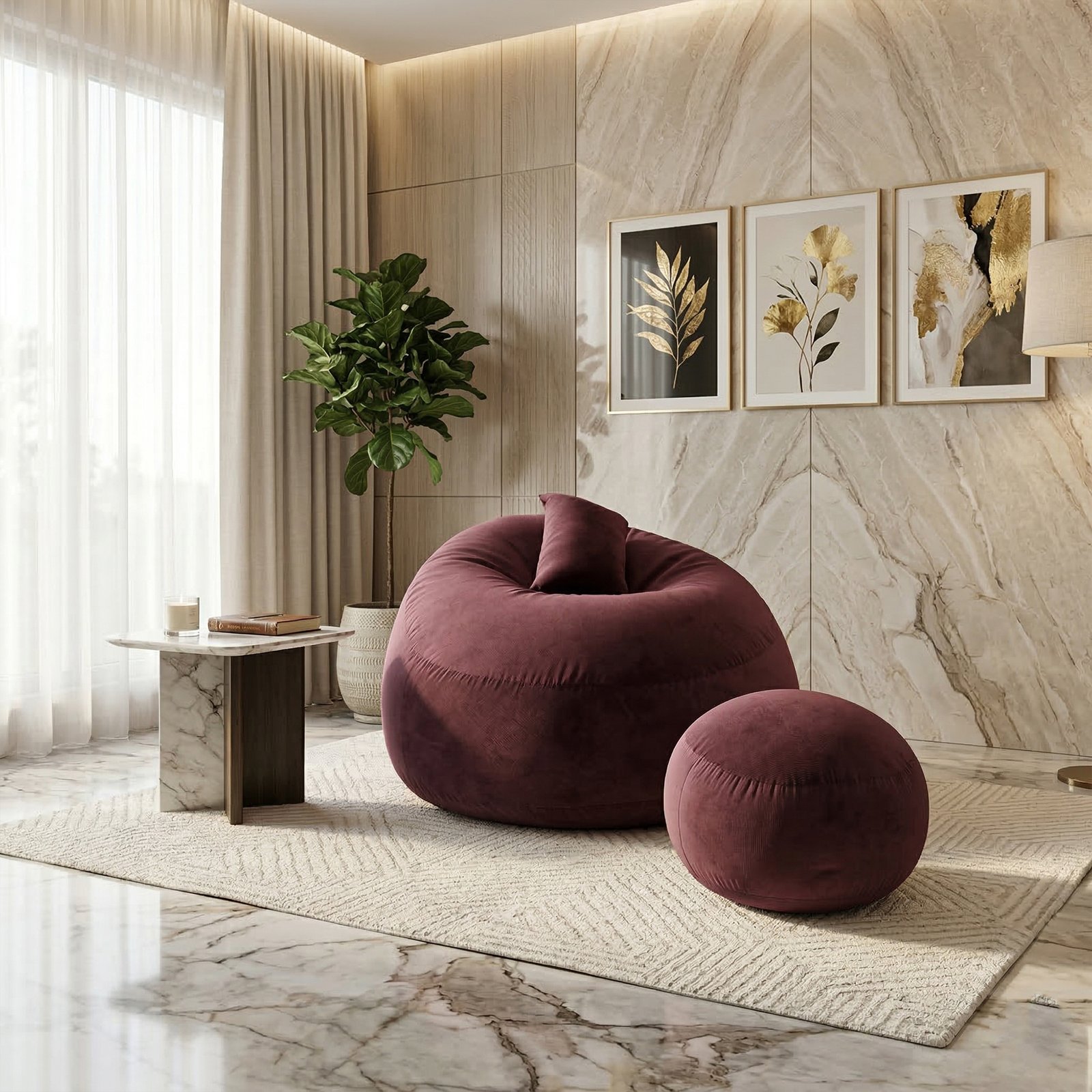 4 MonoLux Bean Bag Combo Maroon - Image 1