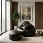 Faux Leather Xxl Pear Shape 3pcs Combo Bean Bag - Black