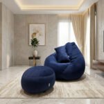 Woven Fabrics Xxl Pear Shape 3pcs Combo Bean Bag - Navy Blue