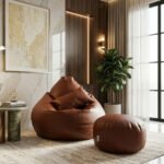 Faux Leather Xxl Pear Shape 3pcs Combo Bean Bag - Coconut