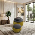 Giant Roll Fabrics Xxl 3pcs Combo Bean Bag- Golden/Charcoal