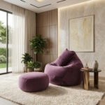 Woven Fabrics Xxl Pear Shape 3pcs Combo Bean Bag - Purple