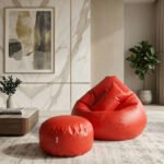 Faux Leather Xxl Pear Shape 3pcs Combo Bean Bag -Red