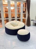Giant Roll Fabrics Xxxl 3pcs Combo Bean Bag- Navy Blue/Cream - Image 3