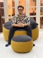 Giant Roll Fabrics Xxxl 3pcs Combo Bean Bag- Golden/Charcoal - Image 3