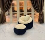 Giant Roll Fabrics Xxl 3pcs Combo Bean Bag- Navy Blue/Cream - Image 3