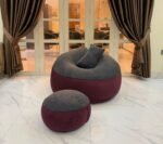 Giant Roll Fabrics Xxxl 3pcs Combo Bean Bag- Oxblood/Charcoal