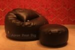 Faux Leather Giant Roll 3pcs Combo Bean Bag - Brown - Image 3