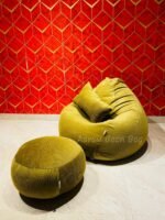 Woven Fabrics Xxl Pear Shape 3pcs Combo Bean Bag - Golden - Image 3