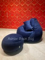 Woven Fabrics Xxl Pear Shape 3pcs Combo Bean Bag - Navy Blue - Image 3