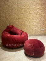 Woven Fabrics Xxl Pear Shape 3pcs Combo Bean Bag - Maroon - Image 3