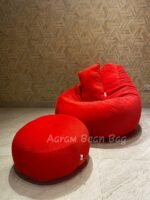 Woven Fabrics Xxl Pear Shape 3pcs Combo Bean Bag - Red - Image 3