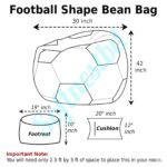 Faux Leather XxL Football Shape 3pcs Combo Bean Bag-Black/White - Image 3