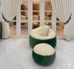 Giant Roll Fabrics Xxl 3pcs Combo Bean Bag- Green/Cream