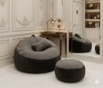Giant Roll Fabrics Xxxl 3pcs Combo Bean Bag- Gray / Ash
