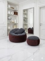 Giant Roll Fabrics Xxl 3pcs Combo Bean Bag- Oxblood/Charcoal