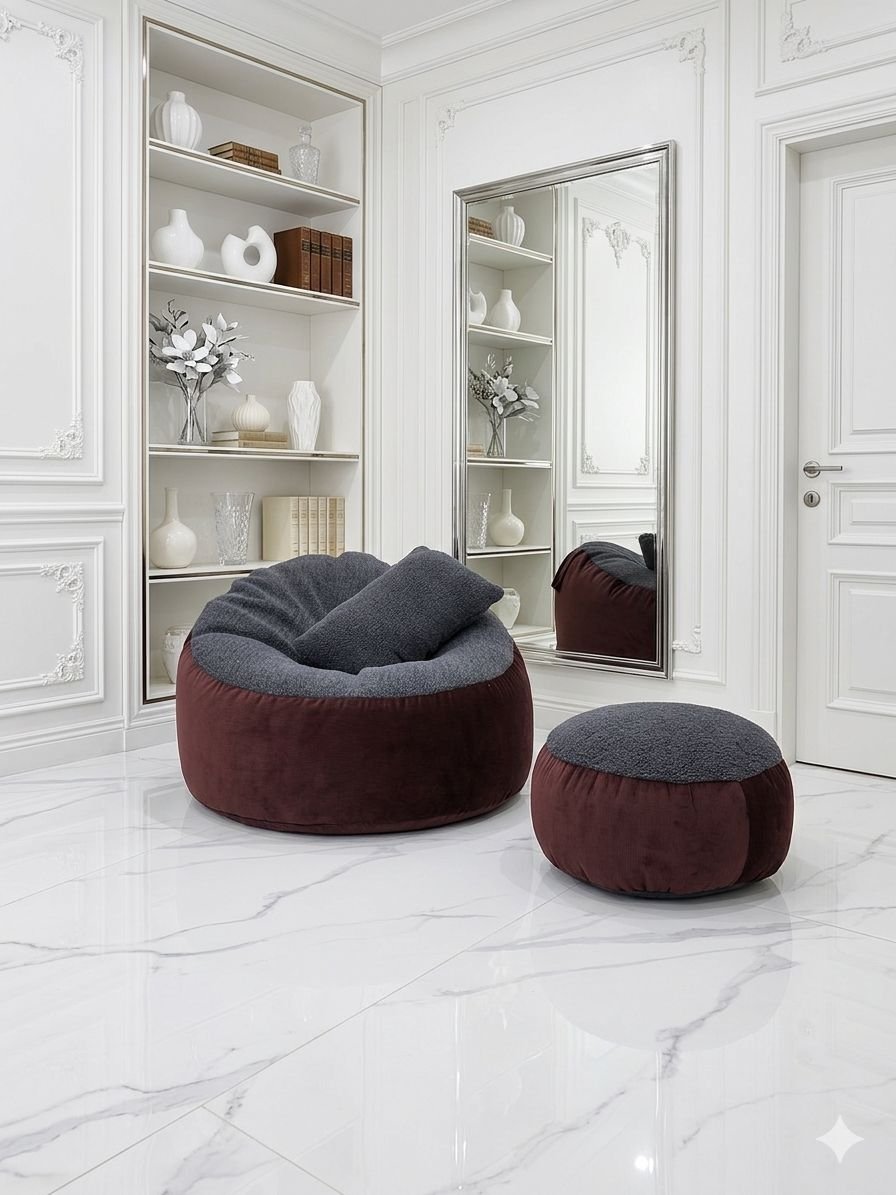 WhatsApp Image 2026-03-30 at 1.16.50 AM Giant Roll Fabrics Xxl 3pcs Combo Bean Bag- Oxblood/Charcoal - Image 1