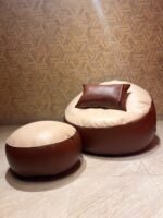 Faux Leather Giant Roll 3pcs Combo Bean Bag - Butterscotch - Image 2