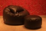 Faux Leather Giant Roll 3pcs Combo Bean Bag - Brown - Image 2