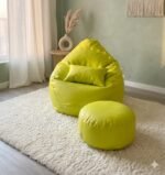 Faux Leather Xxl Pear Shape 3pcs Combo Bean Bag - Nion Green