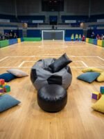Faux Leather XxL Football Shape 3pcs Combo Bean Bag-Gray/Black