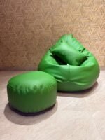 Faux Leather Xxl Pear Shape 3pcs Combo Bean Bag - Green - Image 2