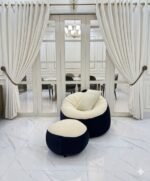 Giant Roll Fabrics Xxl 3pcs Combo Bean Bag- Navy Blue/Cream