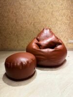 Faux Leather Xxl Pear Shape 3pcs Combo Bean Bag - Coconut - Image 2