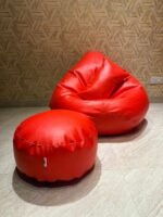 Faux Leather Xxl Pear Shape 3pcs Combo Bean Bag -Red - Image 2