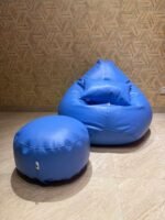 Faux Leather Xxl Pear Shape 3pcs Combo Bean Bag - Sky Blue - Image 2