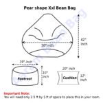 Faux Leather Xxl Pear Shape 3pcs Combo Bean Bag - Orange - Image 2