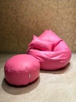 Faux Leather Xxl Pear Shape 3pcs Combo Bean Bag - Pink - Image 2
