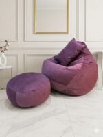 Woven Fabrics Xxl Pear Shape 3pcs Combo Bean Bag - Purple