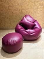 Faux Leather Xxl Pear Shape 3pcs Combo Bean Bag - Purple - Image 2