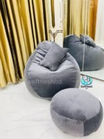 Woven Fabrics Xxl Pear Shape 3pcs Combo Bean Bag - Ash - Image 2