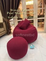Woven Fabrics Xxl Pear Shape 3pcs Combo Bean Bag - Maroon - Image 2